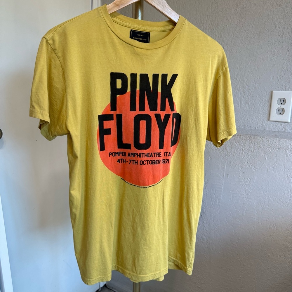 EUC Retrobrand Mustard Yellow Pink Floyd Graphic T-Shirt Size Small
